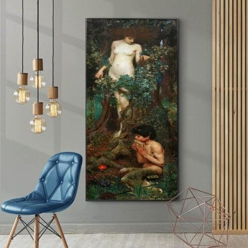 Holover Canvas Oil Painting Aesthetic Home Decoration William Waterhouse"A Hamadryad"Romanticism Mythology Artwork Wall Art