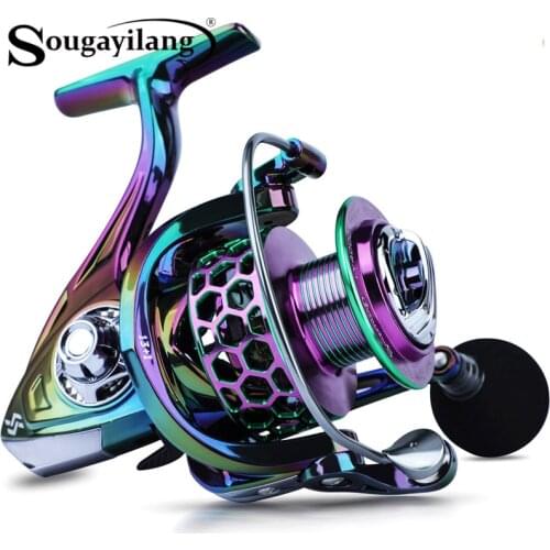 Sougayilang New Colorful 13+1BB Fishing Reel Lightweight CNC Aluminum Spool 5.2:1 Gear Ratio Spinning Reel Carp Fishing Coil
