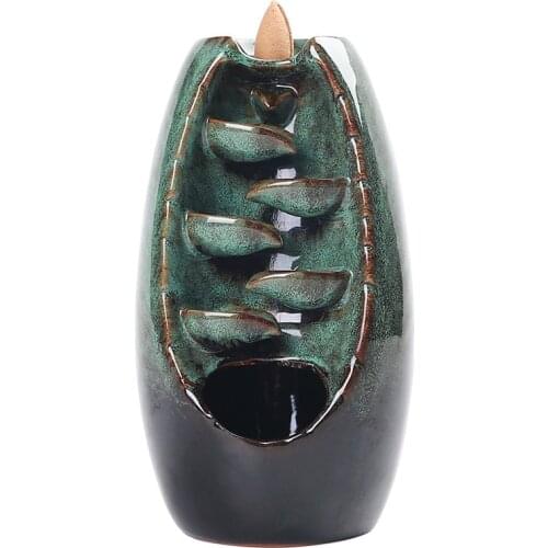 Incense Burner Ceramic Backflow Incense Burner Creative Home Decor Dragon Incense Holder Censer + 50Pcs Incens