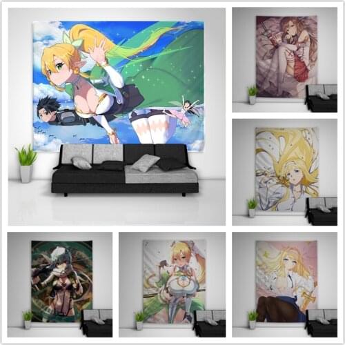 Sword Art Online Asuna Sinon Leafa Alice Tapestry Art Wall Hanging Sofa Table Bed Cover Home Decor Dorm Gift