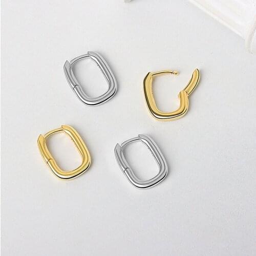 Fashion Korean Earrings Minimalist Gold Silver O Shaped Earrings for Women Geometric Jewelry Party Accessories Wholesale