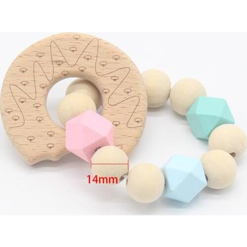 New Arrival Baby Care Accessory Teether Bracelet Animal Shape Teething Ring Baby Rattles Teething Sensory Natural Wooden Beads