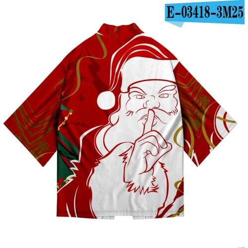 New 3D Printing Christmas Santa Claus Japanese Kimono Haori Yukata Fashion Casual Cool Short Sleeve Women/Mens Cardigan