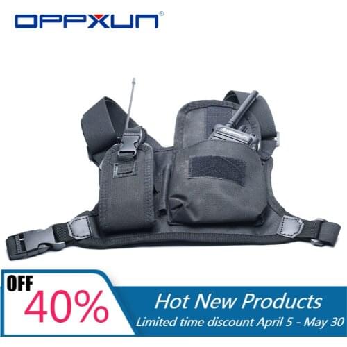 OPPXUN Harness Chest Front Pack Pouch Holster Carry Bag for Baofeng UV-5R UV-82 UV-9R Plus BF-888S TYT Motorola Walkie Talkie