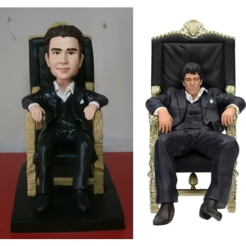 Custom Soft Clay Human Figures Handmade Sitting Throne Dolls Chair Props Made Funny Creative Friends Christmas Gifts