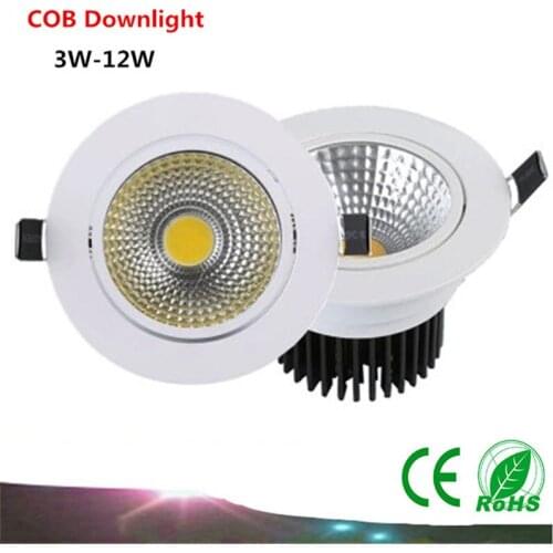 1PCS Dimmable LED Recessed Spot Ceiling 3W 5W 7W 12W 85-265V COB LED Downlights COB Spot Down light Gloeilam