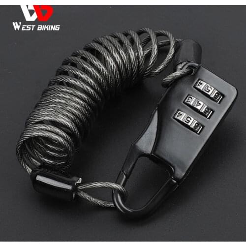 WEST BIKING Bicycle Lock Anti-theft Mini Helmet Lock Motorcycle Cycling Scooter 3 Digit Combination Password Safety Cable Lock