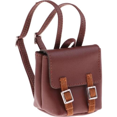 Handmade 1/6 Doll PU Leather Schoolbag Backpack Shoulders Bag for Blythe BJD Doll Dress Up Decor