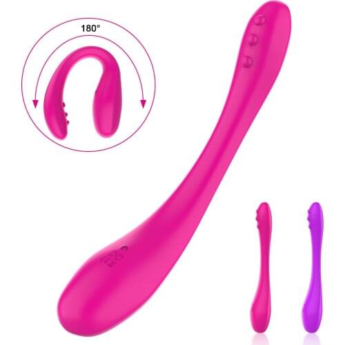 Double Ended G-Spot Clitoral Stimulator Vaginal Massager Dildo Vibrator 9 Speeds Bendable Sex Toys for Woman Remote Control