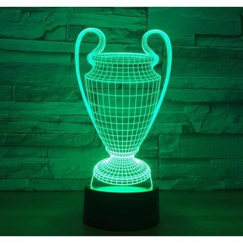 3D Football Cup Trophy Lamp 7 Colors Changing 3D LED Night Light Touch Button USB Baby Bedroom Sleep Luminaria Light