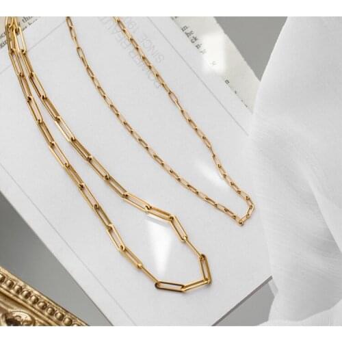 Titanium With 18K Gold Pave Chain Choker Necklace Stainless Steel Designer T Show Runway Gown Rare INS Japan Korean Boho
