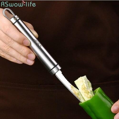 Germany 304 Stainless Steel Pepper Seed Remover Green Pepper Seed Digger Household Kitchen Cooking Tool Core Remover Two-In-One
