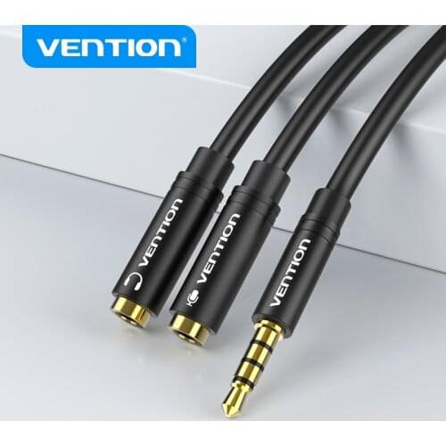 Vention 3.5mm Audio Splitter Cable for Computer Laptop 3.5mm 1 Male to 2 Female Headphone+Mic Y Splitter Sound AUX Adapter Cable