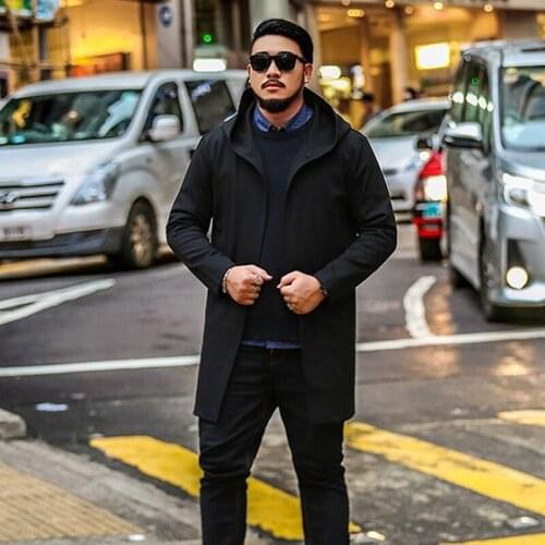 Autumn plus size fertilizer XL windbreaker tall men 2 meters wearing long big yards one button linked coat