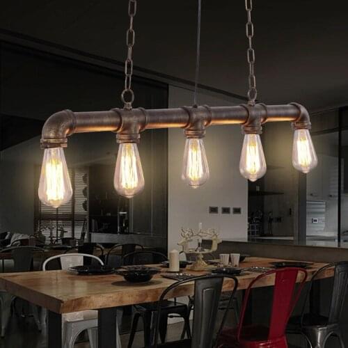 Loft Vintage Edison Pendant Lights Personalized Bar Lighting Industrial Vintage Water Pipe Pendant Lamp E27Cafe Bar Lamps