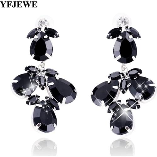 YFJEWE New Fashion Women Acrylic Gem Earrings Luxury Vintage Long Dress black white crystal Earrings Summer Gifts #E294