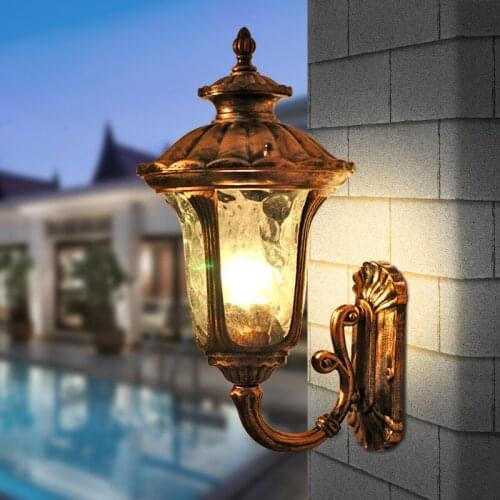 Veranda 1 Pcs Aluminum Outdoor Wall Light Glass Shade Porch E27 Led Outdoor Lighting Balcony Light Waterproof Garden Wall Lamp
