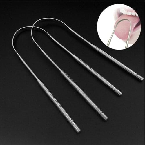 Tongue Scraper Stainless Steel 304 Oral Tongue Cleaner Brush Fresh Breath Cleaning Tongue Toothbrush Oral Hygiene Care Tool