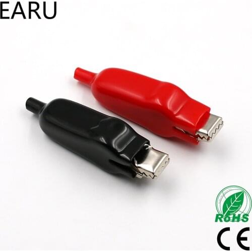 2PCS Sheathed Alligator Clips Electrical DIY Test Leads Alligator Double-Ended Crocodile Clips Roach Jumper Wire Connector Plug