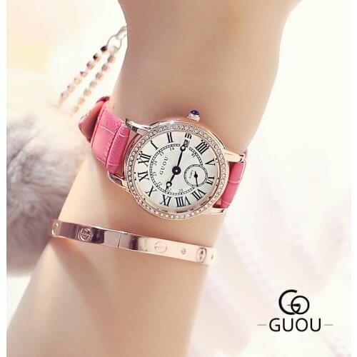 2019 Roman Quartz Watch British Academy Euramerican Restoration Model Simple Zircon stone crystal leather belt lady Watch G8113