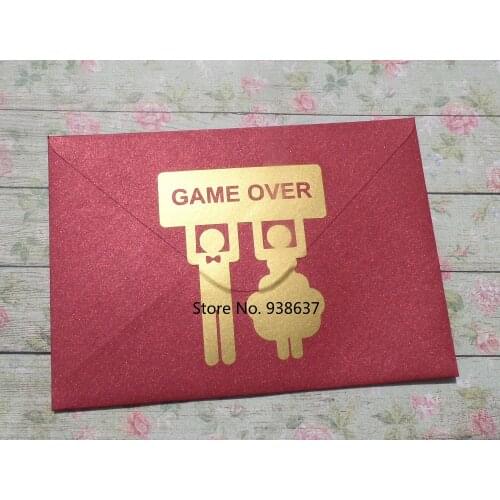 24 GAME OVER Stickers with Bride and Groom Funny Wedding Invitation Decor Engagement Party Envelope Seal Game Over Decals ZB176