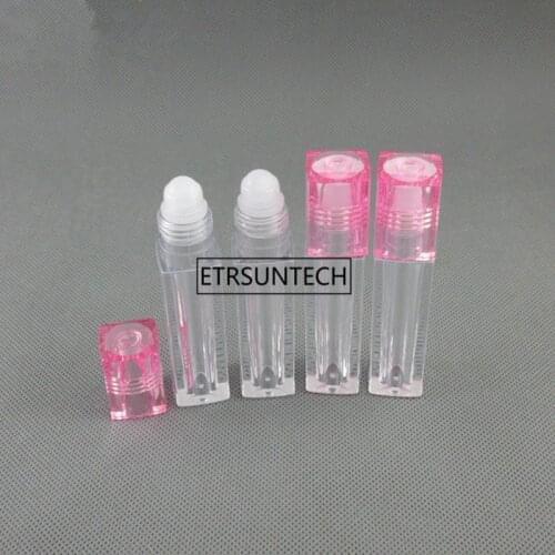 6.5ml Pink clear lip oil Bottle Roll On Empty Fragrance Perfume Essential Oil Bottles With Ball Roller F20171002