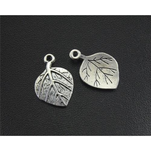 8pcs Silver Color Leaf Charm Metal Charms For Jewelry Making 12x19mm A1498
