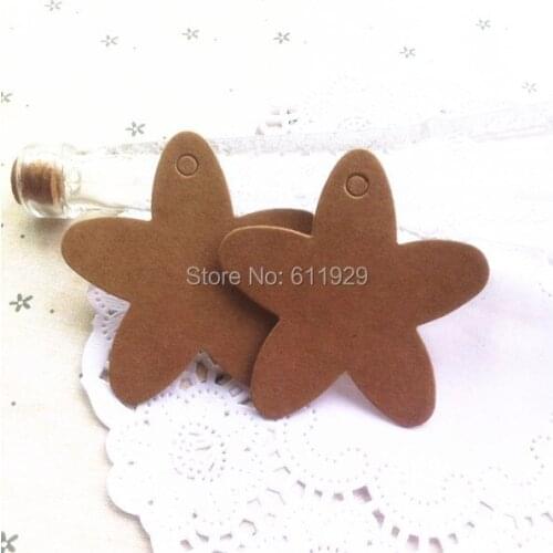 Free shipping 400 pcs a lot 6x6cm DIY blank pentagram kraft paper tags/gift decorated card/cake price tags/labels/message card