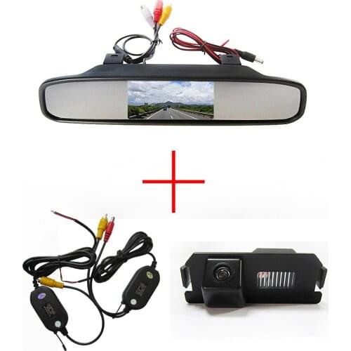 Wireless Color CCD Chip Car Chip RearView Camera for HYUNDAI I30 GENESIS COUPE Tiburon KIA SOUL+4.3 Inch rearview Mirror Monitor