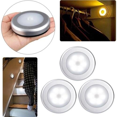 Wireless 6 LED Motion Sensor Light Wall Cabinet Wardrobe Drawer Battery Lamp Night Light Bedroom Kitchen Closet Lamp Mayitr