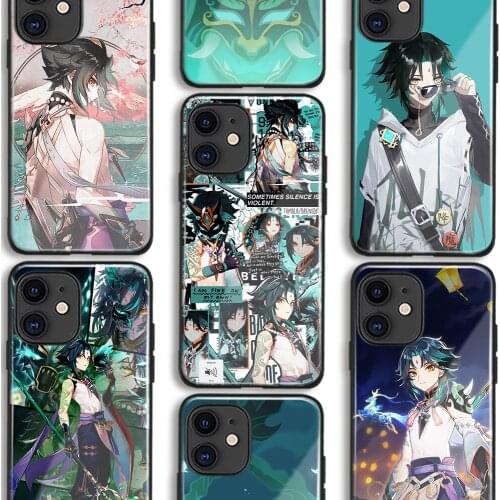 Xiao Genshin Impact anime Soft Silicone Glass Phone Case for IPhone SE 6s 7 8 Plus X Xr Xs 11 12 Mini Pro Max Samsung
