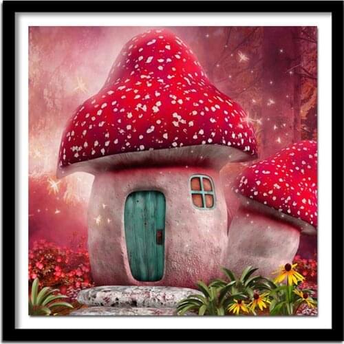 Mushroom House Diamond Embroidery Cartoon Needlework Full Square Diamond Handicraft Wall Decor Child Birthday