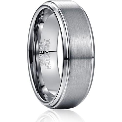 Classic Mens Tungsten Steel Ring 8MM Silver Color Frosted Surface Tungsten Steel Wedding Ring For Men Jewelry Fathers Day Gift