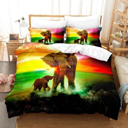 Colorful Elephant Bedding Set Animal 3d Duvet Cover Set Comforter Bed Linen Twin Queen King Single Size Room Decor Kids Adult