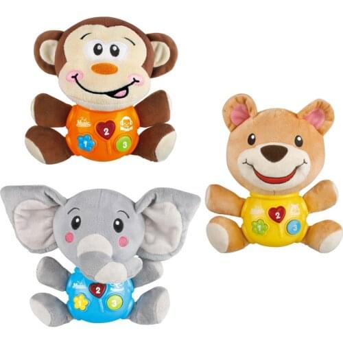 Doll Plush Cute happy bear naughty toy monkey fun cute little elephant Christmas Gift Electric Toy for children