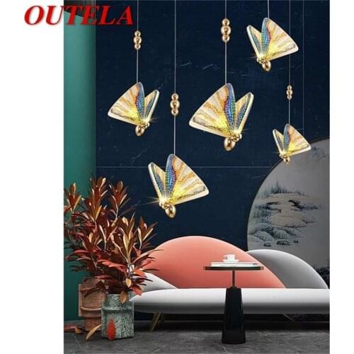 OUTELA New Nordic Chandeliers Colorful Butterfly Pendant Modern Ceiling Lamp Creative For Home Light