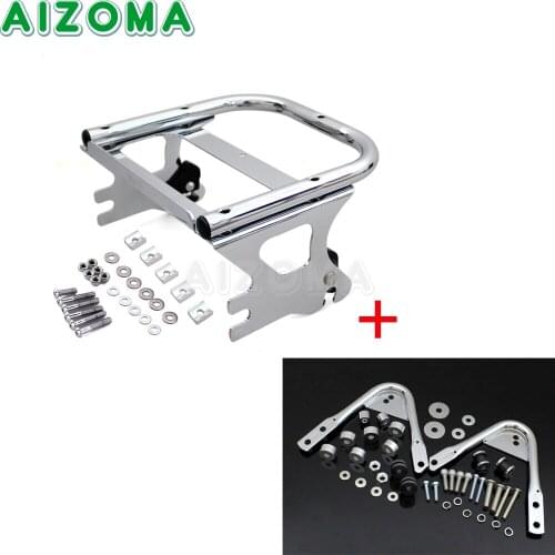 Metal Black Motorcycle Detachable Tour Pack Mount Luggage Rack Docking Hardware Set For Harley Road King Street Glide 1997-08