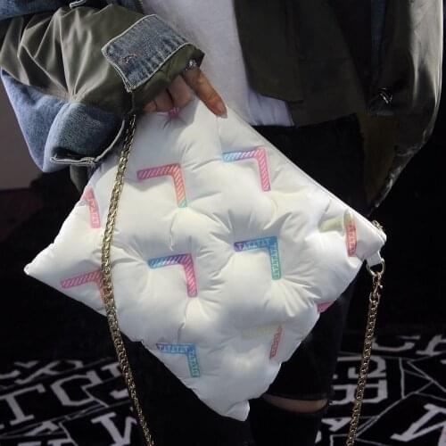 Fashion Down Cotton Pillow Shape Women Shoulder Bags Designer Chains Crossbbody Bag Space Pad Cotton Large Capacity Tote 2021