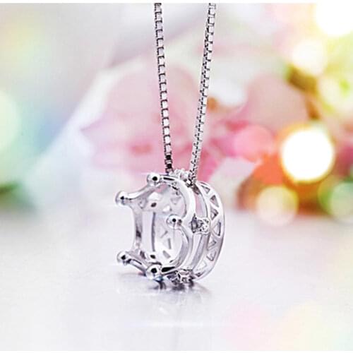 Fashion Crown Pendants And Necklaces For Women 925 Sterling Silver Bride Wedding Luxury Jewelry Free Shipping GaaBou Jewellery
