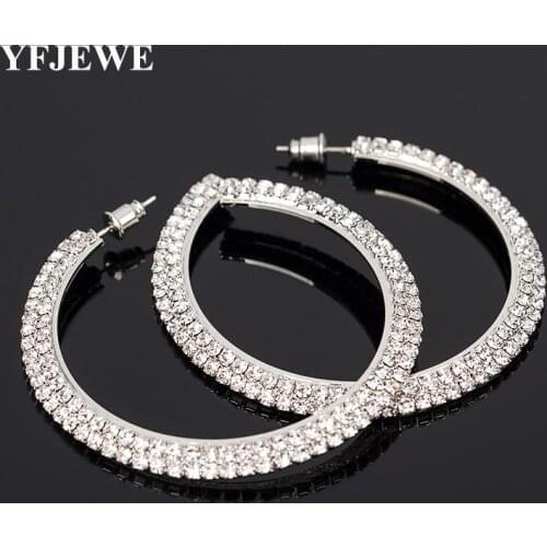 YFJEWE Fashion Jewelry popular earrings super flash double combination elegant crystal hoop earrings for women Party E042