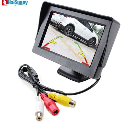 HaiSunny Car Reverse Camera Monitor 4.3 Inch TFT LCD Video Player For Rear View Camera With 2 Video input