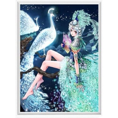 Cross stitch diamond embroidery kit with bird and girl motifs, Chinese mosaic art decoration, needlework suit, cross stitch