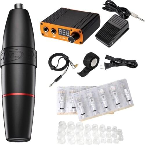 Professional Tattoo Machine KITS cartridge pen coreless motor tattoo pen tattoo gun power supply pedal 20pcs cartridge bandage