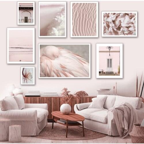 Beach Desert Swan Clouds Flower Warm Wall Art Canvas Painting Nordic Posters And Prints Wall Pictures For Living Room Home Decor