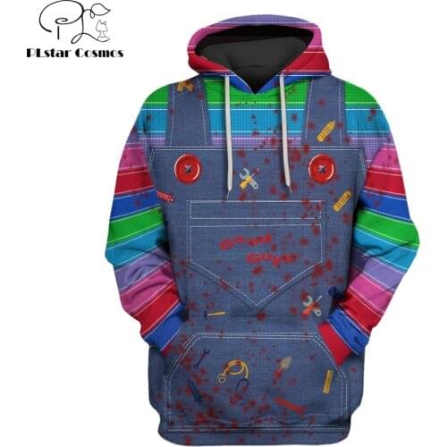 2019 New Fashion Men hoodies 3D Full-Print horror movie Chucky Hoodie/Sweatshirt Apparel Cosplay costume Unisex Hoody streetwear