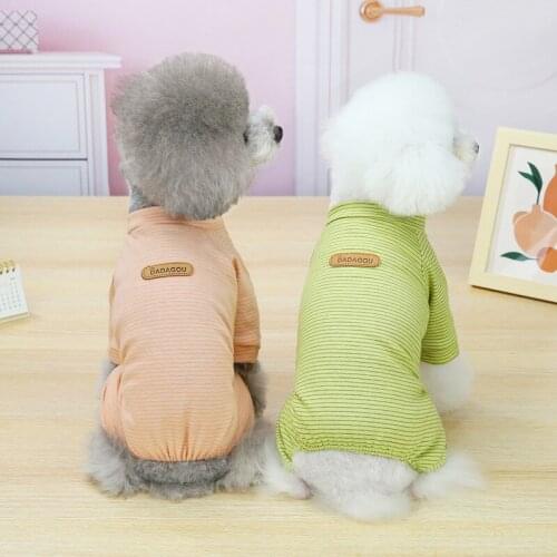 Solid Striped Cotton Dog Pajamas for Small Medium Dogs Girl Boy Soft Puppy Jumpsuit Pet Cat Yorkies Clothes Kitten Tracksuit