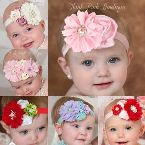 Baby girl headband Infant hair Band Headwear tiara Toddlers Ribbon Kids Flower bow pearl turban Hair headwrap newborn Accessory