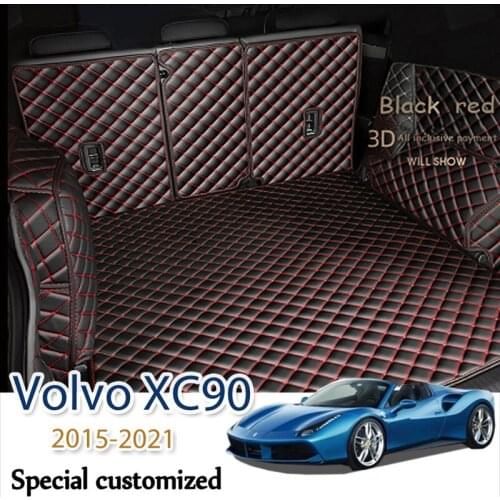Custom Leather Car Trunk Mats For Volvo XC90 2015-2021 7-Seat Rear Trunk Floor Mat Tray Carpet Mud