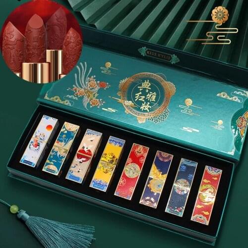 Luxury 8PCS Lip Stick Cosmetic Set Classical Matte Lip Stick Waterproof Long Lasting Moisturizing Women Makeup