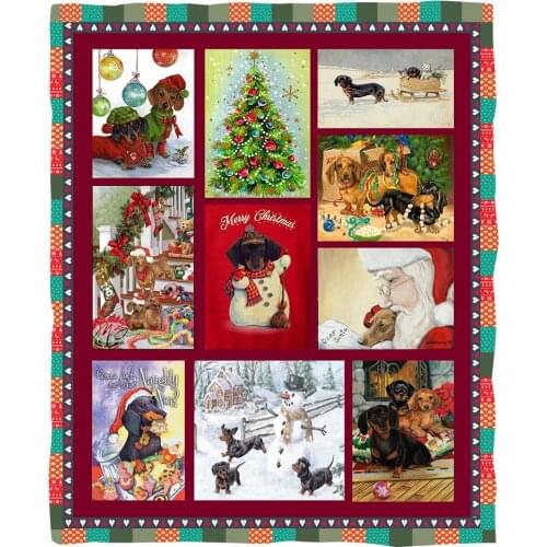 Christmas Dachshund 3d printed fleece blanket for Beds Hiking Picnic Thick Quilt Fashionable Bedspread Sherpa Throw Blanket
